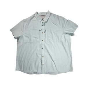 Duck Camp Mens XXL 2XL Short Sleeve Button Up Vented‎ Fishing Shirt Green